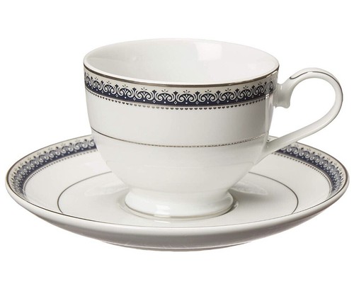 MIKASA PLATINUM CROWN SILVER GREY WHITE DINNER PLACE SETTING 5 PC FINE CHINA LN - Picture 6 of 7