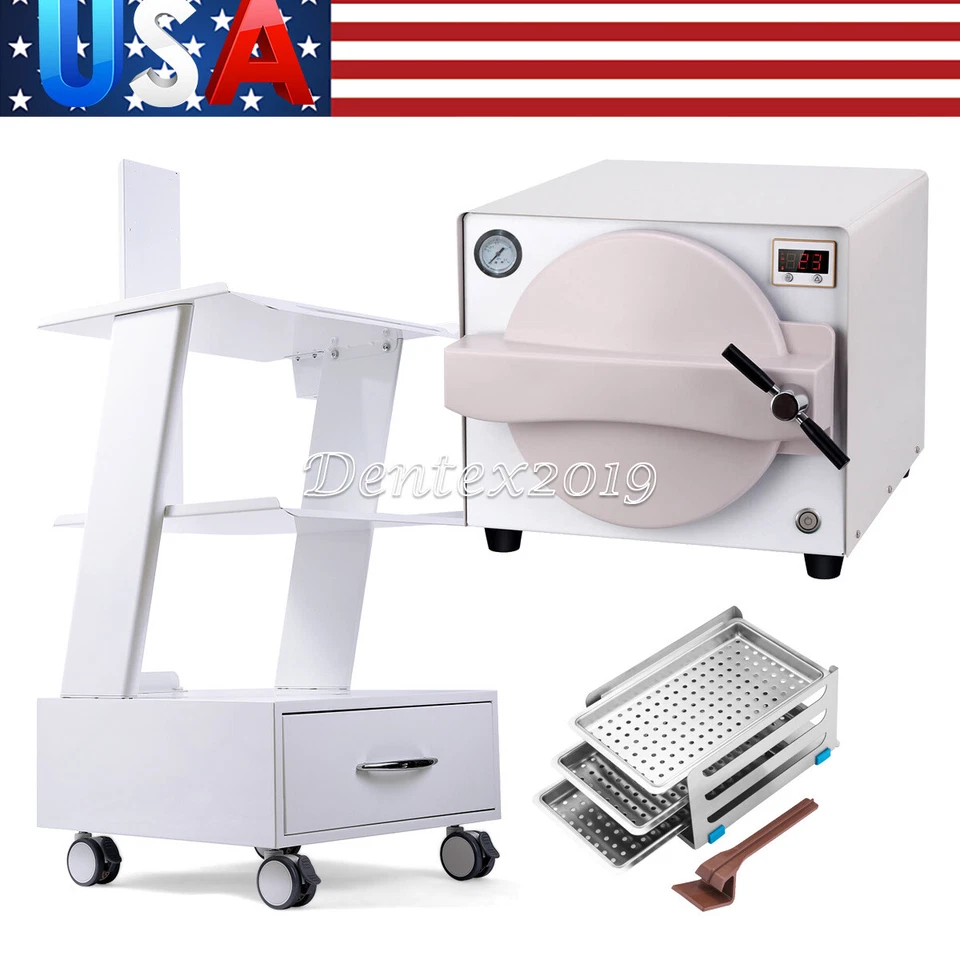 Esterilizador a vapor autoclave dental 18L esterilização médica/varredura da boca do carrinho