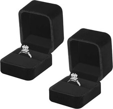 2 Pieces Velvet Ring Gift Box, Small Storage Boxes for Proposal Black