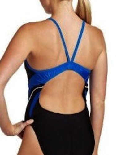 SPEEDO Rapid Spliced Energy Black Blue Racing Swim Suit Girls 6 22 8 24 10 26 28 - Picture 2 of 6