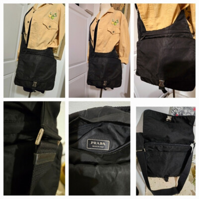 PRADA VINTAGE TESSUTO BLACK NYLON CROSS BODY TRAVEL MESSENGER BAG