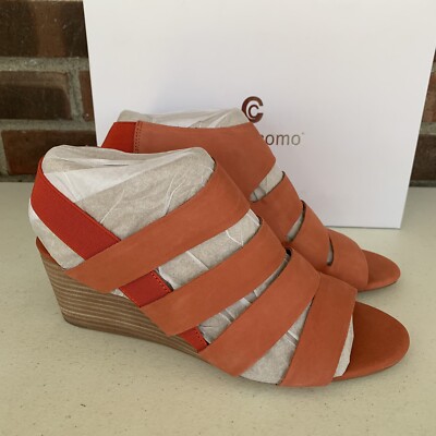 Corso Como Ontariss Women's Red Leather Strappy Caged Wedge Sandals Size US 8 M