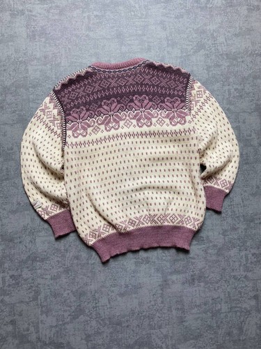 Vintage Women's Dale of Norway Nordic Knitted Wool Sweater / Clasps Pink Size M - Picture 11 of 12