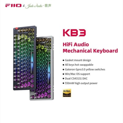FiiO KB3 HiFi Audio 75% Mechnical Keyboard w/Music Decoder, 3.5mm & 4.4mm output