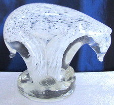 Signed "A G" Leaded Glass Polar Bear 3-1/2" x 4-1/4"