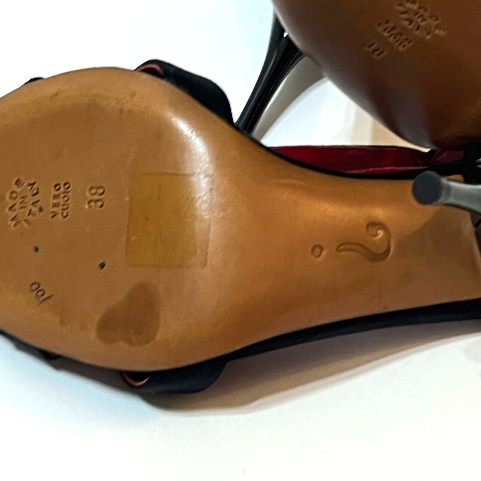 SANDALI MOSCHINO tacco alto abito formale nero raso punta aperta tg US 7 EU 38 fiocchi