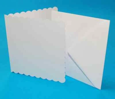 Scalloped Edge Cards & Plain Envelopes White Craft Card Making Paper Crafting