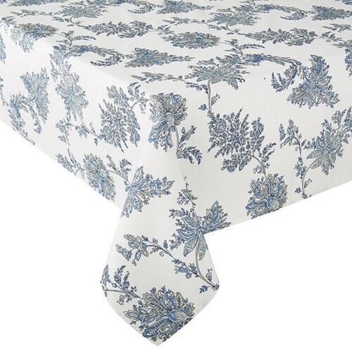 Shiloh Floral Fabric Cloth Tablecloth Jacobean Print Ivory Blue 60x84 Rectangle - Bild 6 von 8
