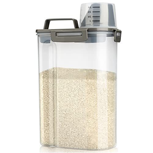 Rice Airtight Storage Container, 3 to 5Lbs Cereal Dry Food Flour Bin, Pet Gray - Foto 1 di 6