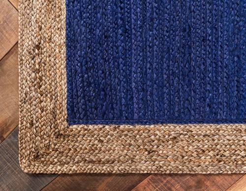 Rug Blue Jute Natural Handmade Braided Farmhouse Decor Rustic look Modern Carpet - Picture 16 of 17