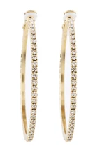 Clip On Hoop Earrings - gold plated hoops with clear crystal stones - Karina G