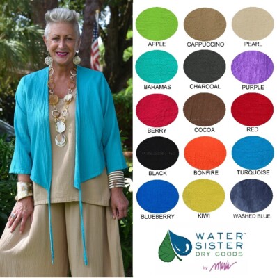 WATERSISTER Cotton Gauze BOLERO Tie Jacket Top 1(S/M) 2(L/XL) 3(1X) Oh my COLORS
