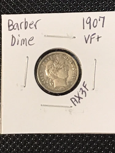 1907 Barber Dime VF+