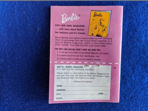 1962 Muñeca Barbie y Ken de Colección Moda Folleto Libro Catálogo Folleto Mattel - Imagen 2 de 2