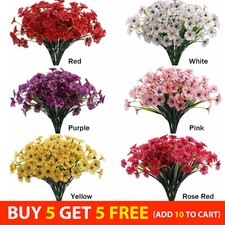 Artificial Flowers Plastic Fake Plants UV Resistant Home In/Outdoor Garden Decor