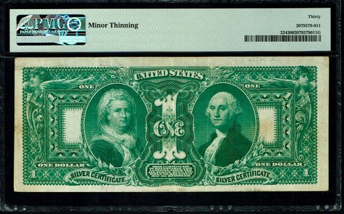 Fr 224 1896 $1 Silver Certificate PMG 30 TILLMAN - MORGAN pp C - Picture 2 of 2