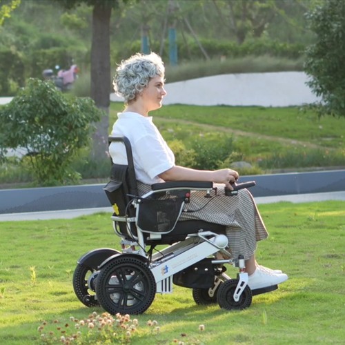 Fold And Travel Auto Recline Lightweight Foldable Electric Power Wheelchair - Picture 11 of 15