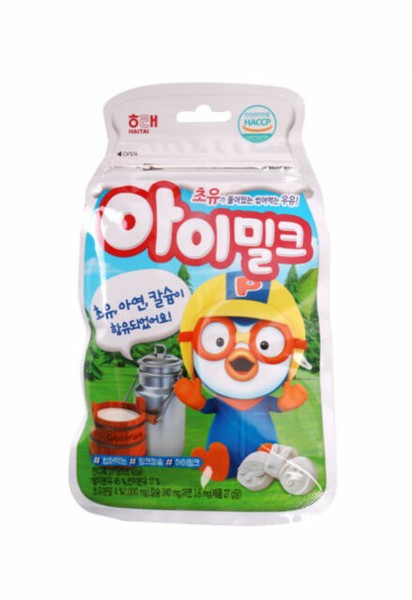 Korean Haitai Pororo I Milk Chewing Candy With Colostrum Zinc Calcium For Kids 27Oz (Pack Of 3) (8801019006722)