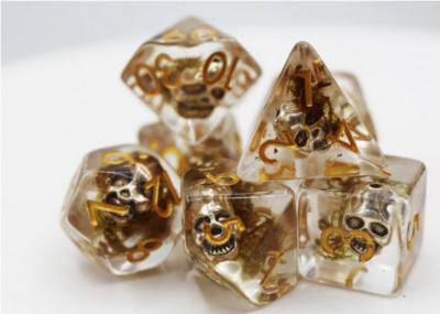 FBG2357 - Silver Pirate Skull RPG Dice Set (7) (Foam Brain Games)