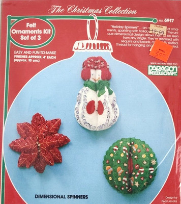 1984 Vintage 3 ~ Dimensional Spinners Ornaments Kit Paragon Needlecraft
