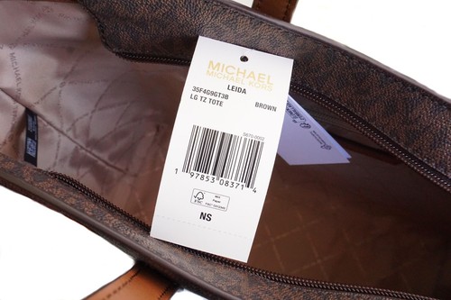 Michael Kors sac femme sac à main cabas Leida LG TZ marron mort neuf - Photo 11 sur 11