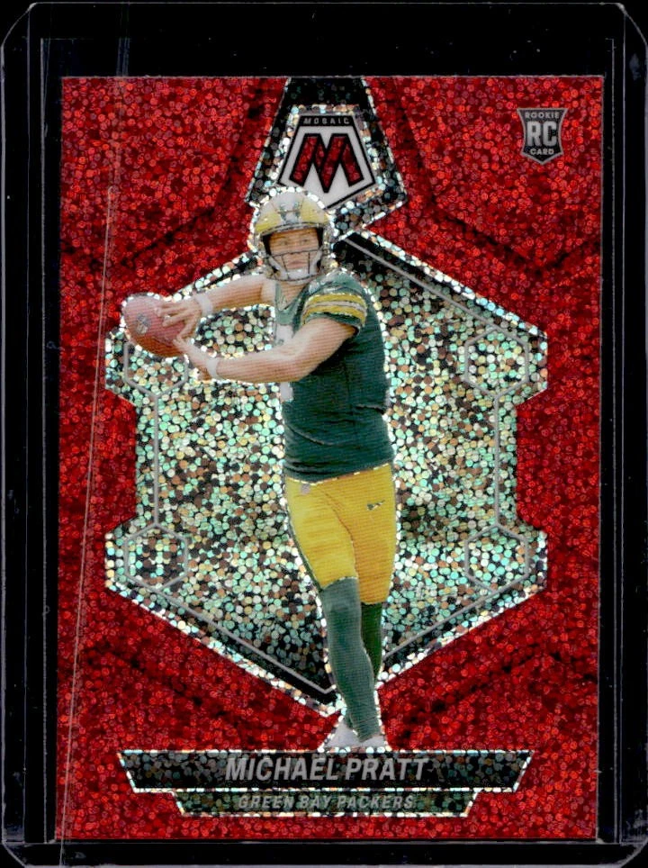 2024 Mosaic Michael Pratt RC Red Sparkle Prizm Rookie #400 Packers