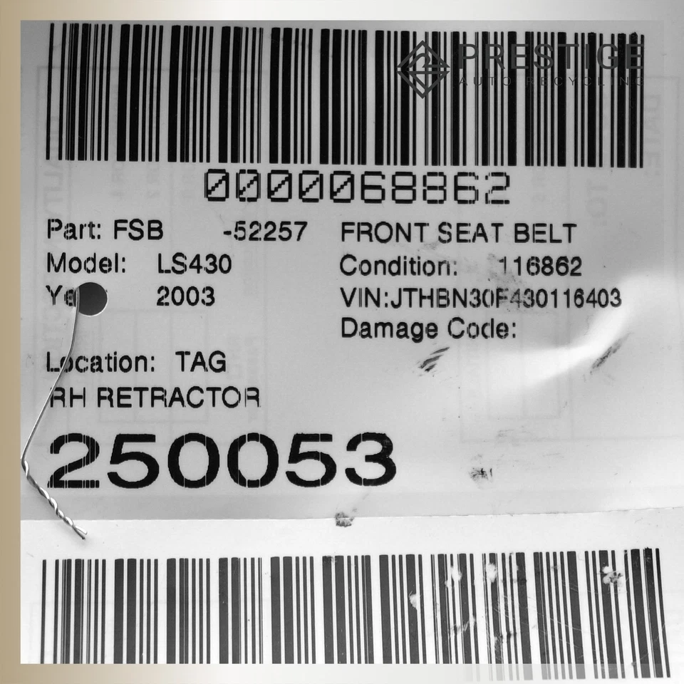 Lexus LS430 2003-2006 retractor de cinturón de seguridad de pasajero delantero derecho 73210-50191-A0 Foto 4 de 4