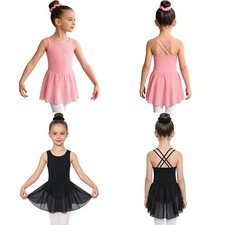 Girls Dress Practice Ballet Kids Tutu Dancewear For Sparkly Dancing Stage Back