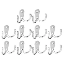 10Pcs Wall Hooks Zinc Alloy Double Prong Retro Hook for Hanging Coat Chrome