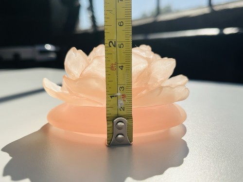 Vintage Hallmark Pink Frosted Resin Flower Petal Candle Lid MCM home decor - Picture 10 of 14