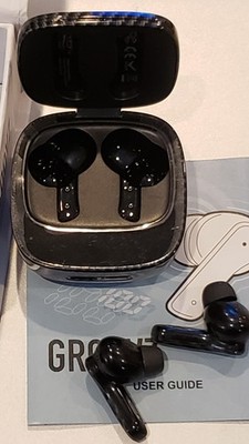 Groovz - True Wireless Earbuds & Charging Case, LED Display - Carbon Fiber   Ope