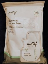 Motif Breast Milk Storage Bags 100ct, Leak-Proof, Freezer-Safe