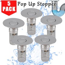 5Pack Bathroom Sink Drain Stopper Universal Pop Up Hair Catcher Filter Anti-Clog