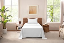 Twin Sheet Set 4 PCS Microfiber 16 Inch Deep Pocket White Soft Bedding