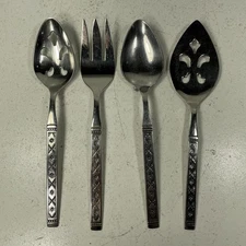 Oneida LISBON Stainless Serving Spoon Pie Fork Distinction Flatware Set of 4