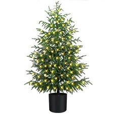 4FT Prelit Norfolk Pine Potted Christmas Tree, Battery 4ft, 4ft-1 Pack-prelit