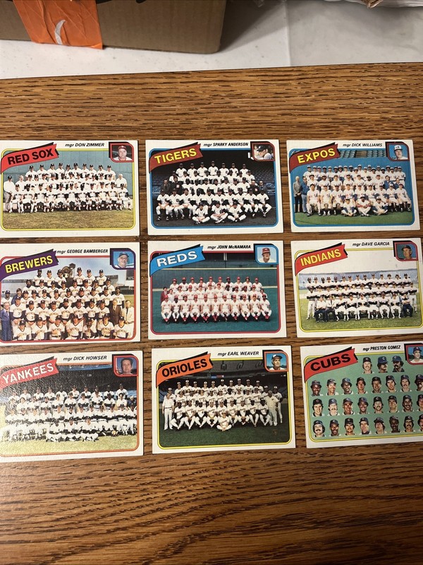 1980 Topps Unmarked Team Card Lot. 15 Different Cards