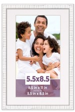 5.5x8.5 Frame White With White Picture Mat For 5.5x8.5 Photo - White 8.5x11 Fram