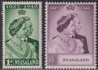 Nyasaland 1948 KGVI Royal Silver Wedding RSW 1d + 10sh UM Mint SG161-162 cat £18