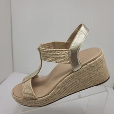 Vionic Calera Women's Espadrille Comfort Wedge Sandal Gold Size 8 W Wide