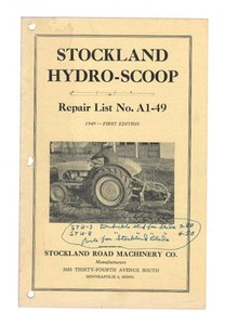 Stockland Hydro-Scoop Repair List No. A1-49 First Edition (1949) Stockland Road