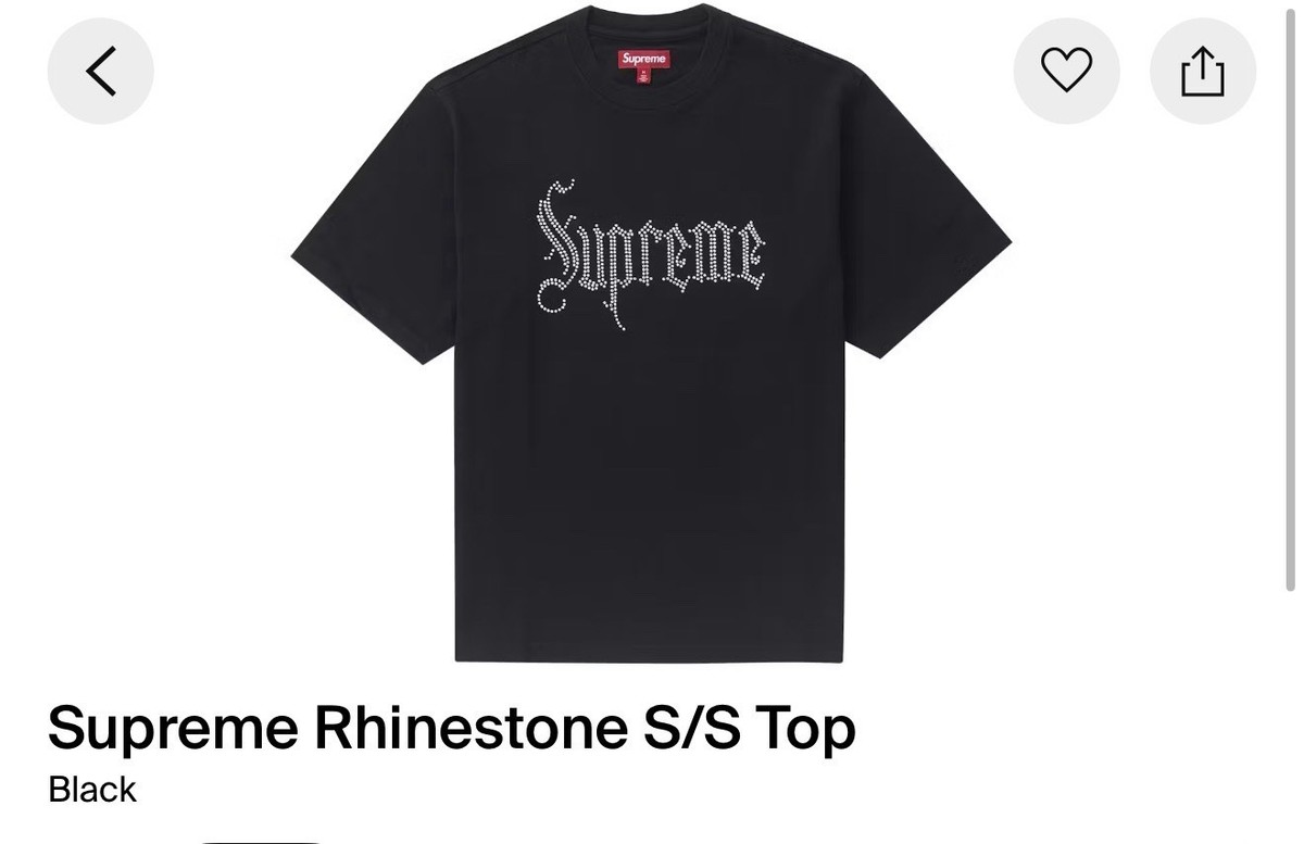 Supreme Rhinestone S/S Top Tee T-shirt FW24 Size L Large Rare NYC 