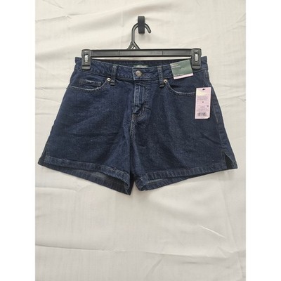 Wild Fable Womens Mid-Rise Midi Denim Shorts Dark Wash Blue Size 6 4in Inseam