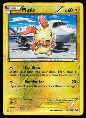Plusle 39/108 Reverse Holo Common Dark Explorers Pokemon DMG