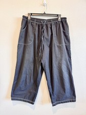 Fresh Produce Womens XL Black Cotton Capri Pants Wide Leg Coastal Casual L41