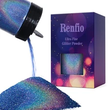 Renfio Holographic Ultra Fine Glitter, 5.65 Oz Metallic Resin Art Crafts Slime