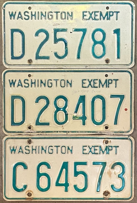 Three 1980’s Washington County City Exempt License Plates