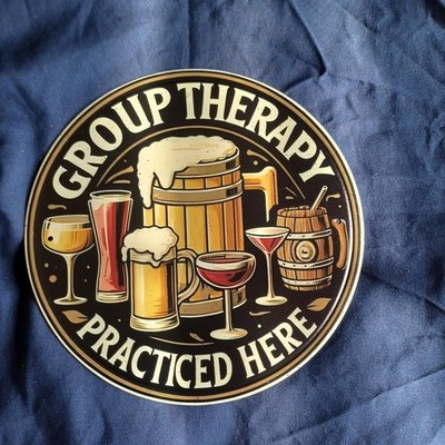 8'' Round Metal Sign Man Cave Wall Art Garage Bar Gas Station Oil Group Therapy