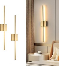 Wall Sconces Set of Two, LED Dimmable Sconces Wall Lighting, Brushed Gold Modern