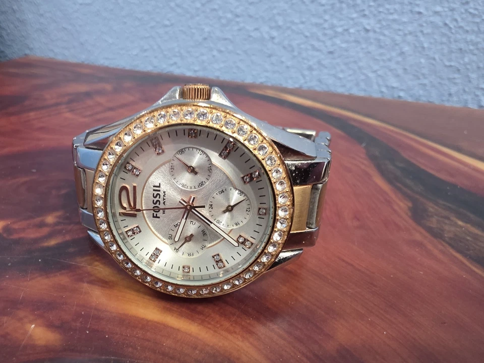 Fossil Wrist Watch ES-2787 Crystal Bezel Two-Tone St. Steel - Image 2 of 4